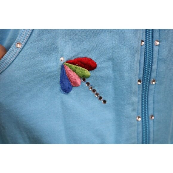 Quaker Factory Hooded Full Zip Cardigan-Rhinestones-Embroidery-Size Large - Picture 3 of 11